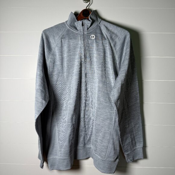 NWT Under Armour Mens Gray Golf Quarter Zip Cold Gear Pullover XL - Picture 1 of 6